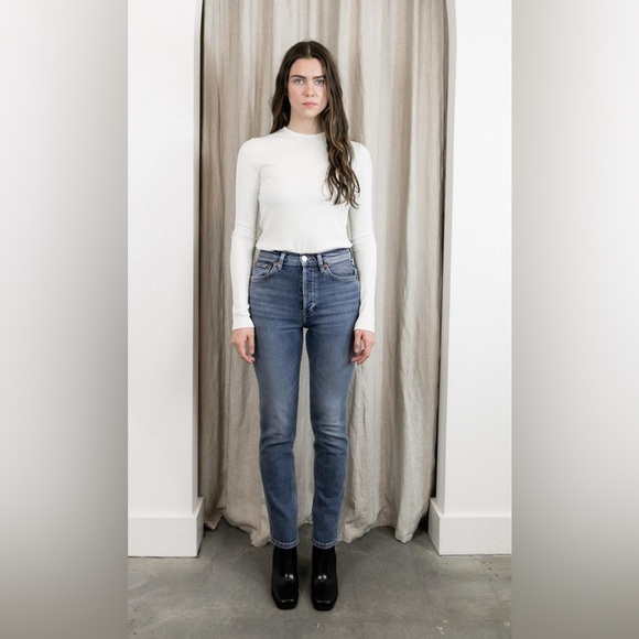 Re/Done 80s Slim Straight Jeans in Dark Worn 4 Size 29 - like new! - Picture 1 of 6